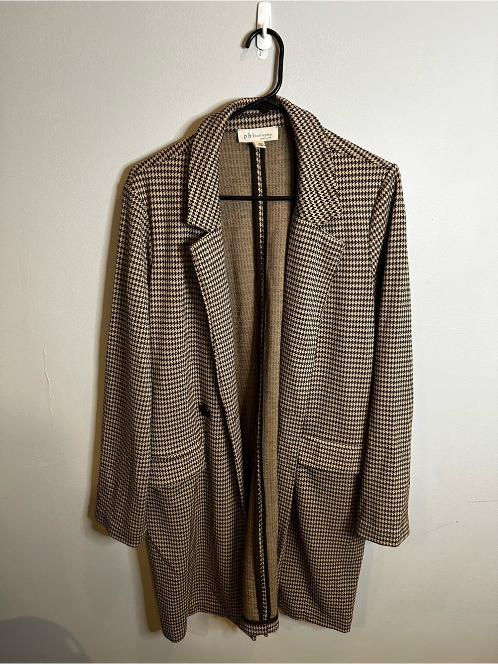 Philosophy Brown & Black Houndstooth Trench Coat